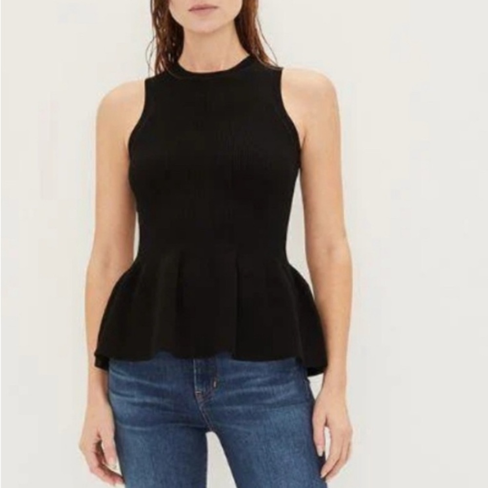 Veronica Beard black Arago Peplum Top